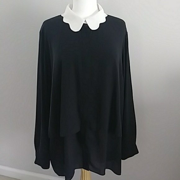 Eloquii Tops - ELOQUII BLACK TOP W/ WHITE COLLAR SIZE 20